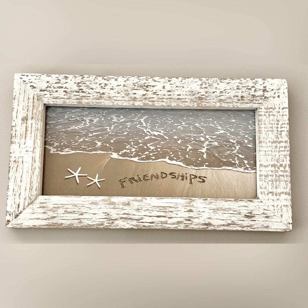 Friendships Framed print- Beach Scene Decor -sand&starfish- 11”X 6”